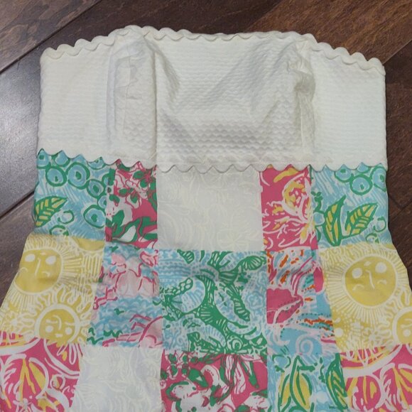 Lilly Pulitzer Franco Patchwork Strapless Tie Back Mini Dress SIZE 4 - Picture 2 of 8
